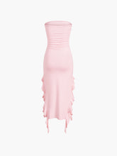 Midi-Tube-Kleid mit Rüschenbesatz